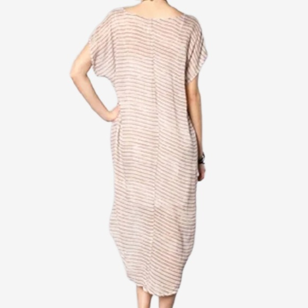 Free People Sunrise Dress Size L Striped Beach Cover Up High Low Oversized Boho - Picture 4 of 4